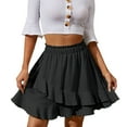 thumbnail image 1 of SWSMCLT Women's Pleated Short Skirt Cute Frilly Hem Tiered Mini Skirts Summer Textured High Waisted Casual Ruffle Fashion Elastic Waist Tulip Black X-Large, 1 of 1