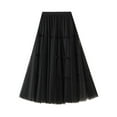 thumbnail image 1 of Jdlsppl Women's Pleated Tulle Skirt Mesh Skirt Fall Tulle Fitted Summer Basic Cotton Soft Calf Length Layered Black Small-X-Large, 1 of 4