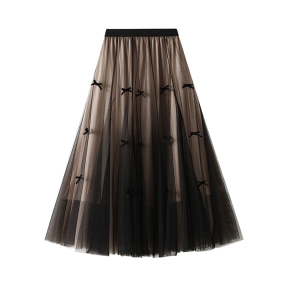 Jdlsppl Women's Pleated Tulle Skirt Mesh Skirt Fall Tulle Fitted Summer Basic Cotton Soft Calf Length Layered Khaki Small-X-Large