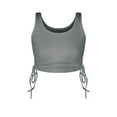 thumbnail image 1 of SWSMCLT Women's Sexy Crop Top Fitted Top Crop Drawstring Ribbed Vest Sleeveless Short Summer Soft Lightweight Dark Grey Small, 1 of 1
