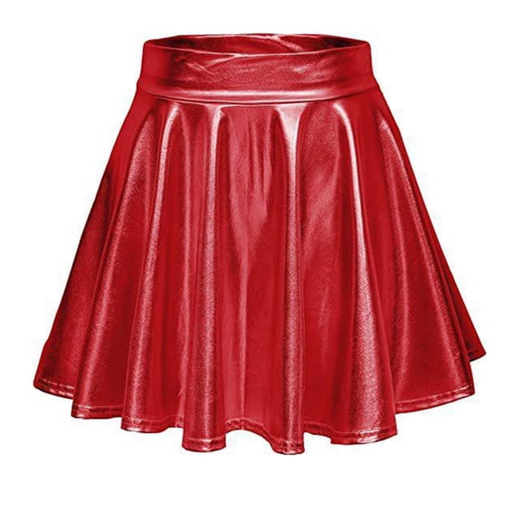 Jdlsppl Women's Sexy Mini Skirt Hippie High Waist Halloween Summer Short A Line Costume Fall Pleated Skirts Red Large