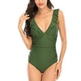 thumbnail image 1 of Jdlsppl Women's Sexy One Piece Swimsuit Cutout Padded Bathing Suit One Piece V Neck Cheeky Plunge Green 18, 1 of 4