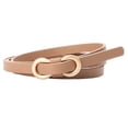 thumbnail image 1 of Jdlsppl Women's Skinny Belt Fashion Gold Leather Belt for Dress Thin Elegant Slim Casual Party Double O Ring Dress Belts Khaki One Size, 1 of 1