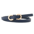 thumbnail image 1 of Jdlsppl Women's Skinny Belt Fashion Gold Leather Belt for Dress Thin Elegant Slim Casual Party Double O Ring Dress Belts Navy One Size, 1 of 1
