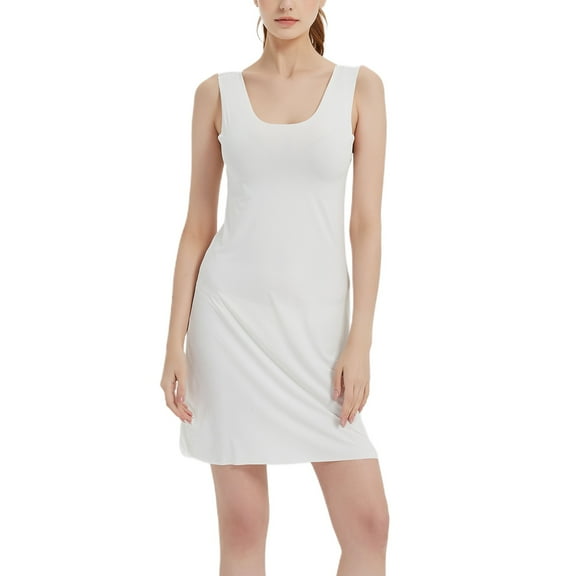 Jdlsppl Women's Soft Shapewear Full Slip for Under Dresses Lingerie Body Shaper Comfy Lightweight Sleeveless Cami White 16-18