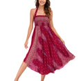 thumbnail image 1 of Jdlsppl Women's Summer Cover Up Skirt Beach Boho Bphemian Printed Dress Flowy Swing Beach Tie Up High Waisted Style2 Small-Large, 1 of 4