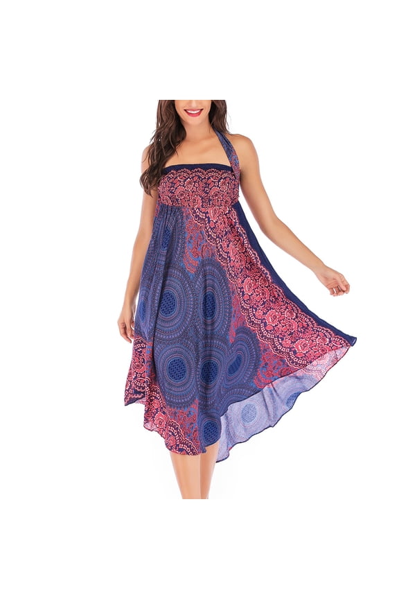 Jdlsppl Women's Summer Dress High Waist Dresses Fall Gypsy Casual Beach Ruffle Yoga Spring Belted Handkerchief Skirt Style1 Small-X-Large