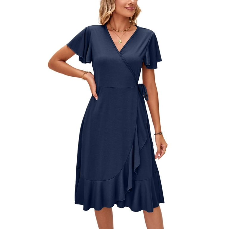 Women Summer Deep V-neck Casual Dress Women Summer Deep V-neck Casual Dress