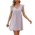 thumbnail image 1 of Jdlsppl Women's Summer Short Sleeve Dress V Neck Dresses Cute Casual Chiffon Beach Fashion A Line Holiday Skater Dress Grey XX-Large, 1 of 4