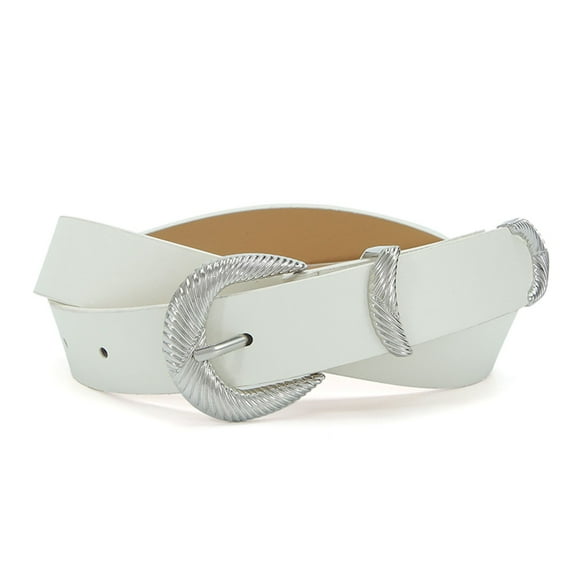 Jdlsppl Women's Travel Belt For Dress Faux Leather Belt Fashion Summer Work Buckle Basic Metal Buckle Spring White One Size
