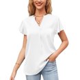 thumbnail image 1 of Jdlsppl Women's V Neck Blouse Short Sleeve Shirt Soft Loose Fashion T Shirt Cool Satin Thin Lightweight Cap Sleeve White XX-Large, 1 of 1