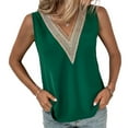 thumbnail image 1 of SWSMCLT Women's V Neck Top Sleeveless Cool Elegant Light Tank Top Lace Casual Basic Summer Thin Loose Vest Green X-Large, 1 of 4