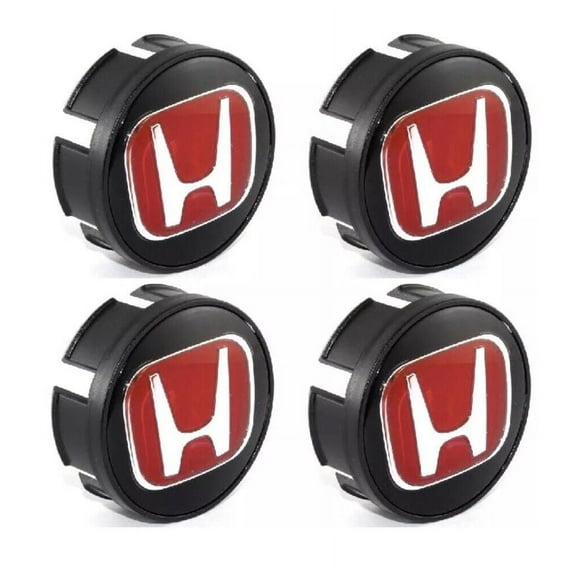 Jdmotive 69mm Wheel Covers & Hub Caps ABS Silver Red, 4 Pack