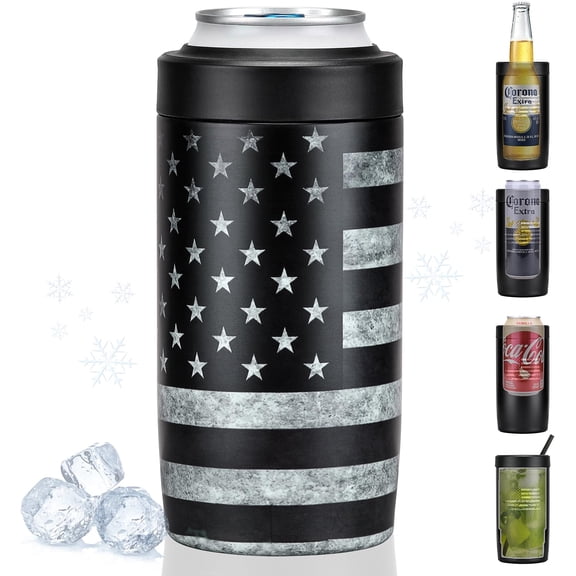 JdyShop 4-in-1 Slim Can Cooler Easy to Hold Insulated Beer Can Holder Double-walled Stainless Steel for All 12 Oz Cans (Multiple styles available to choose from)