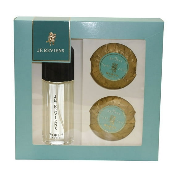 Je Reviens 3 Pc. Gift Set ( Eau De Toilette Spray 1.7 Oz / 50 Ml + Perfumed Soaps 2 X 2.6 Oz / 75g for Women by Worth