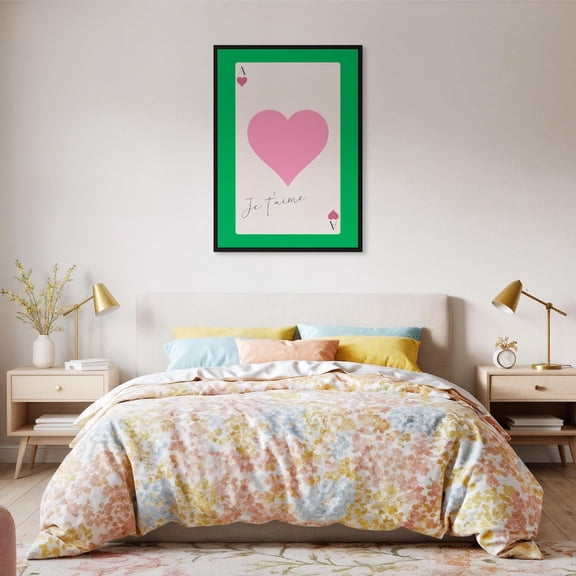 Je T Aime Card Wall Art Pink Heart Ace Playing Romantic French Pop Lovers Or Modern Home Decor Design1 Unframed Paper Print
