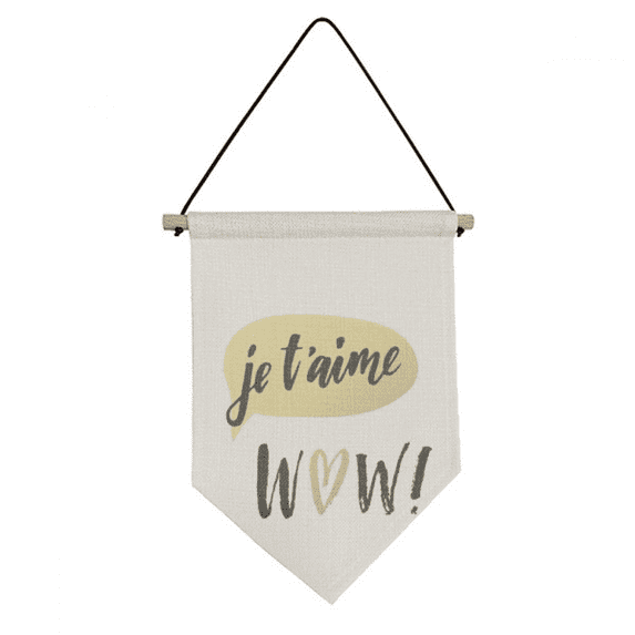 Je T'Aime I Love You Quote Style Canvas Flag Hanging Wall Art Decor Banner