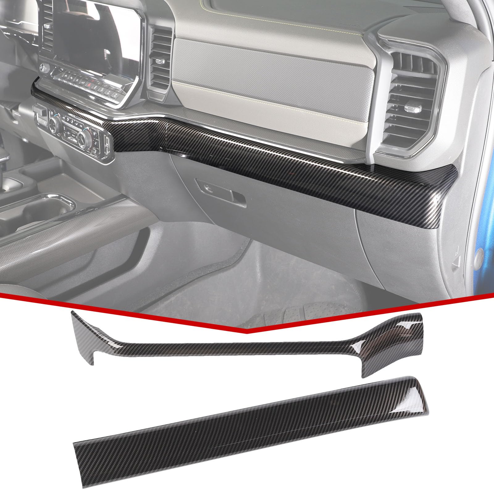 CheroCar Headlight Switch Panel Trim Cover For 2022-2024 Chevy Silverado – Black Wood Grain, ABS