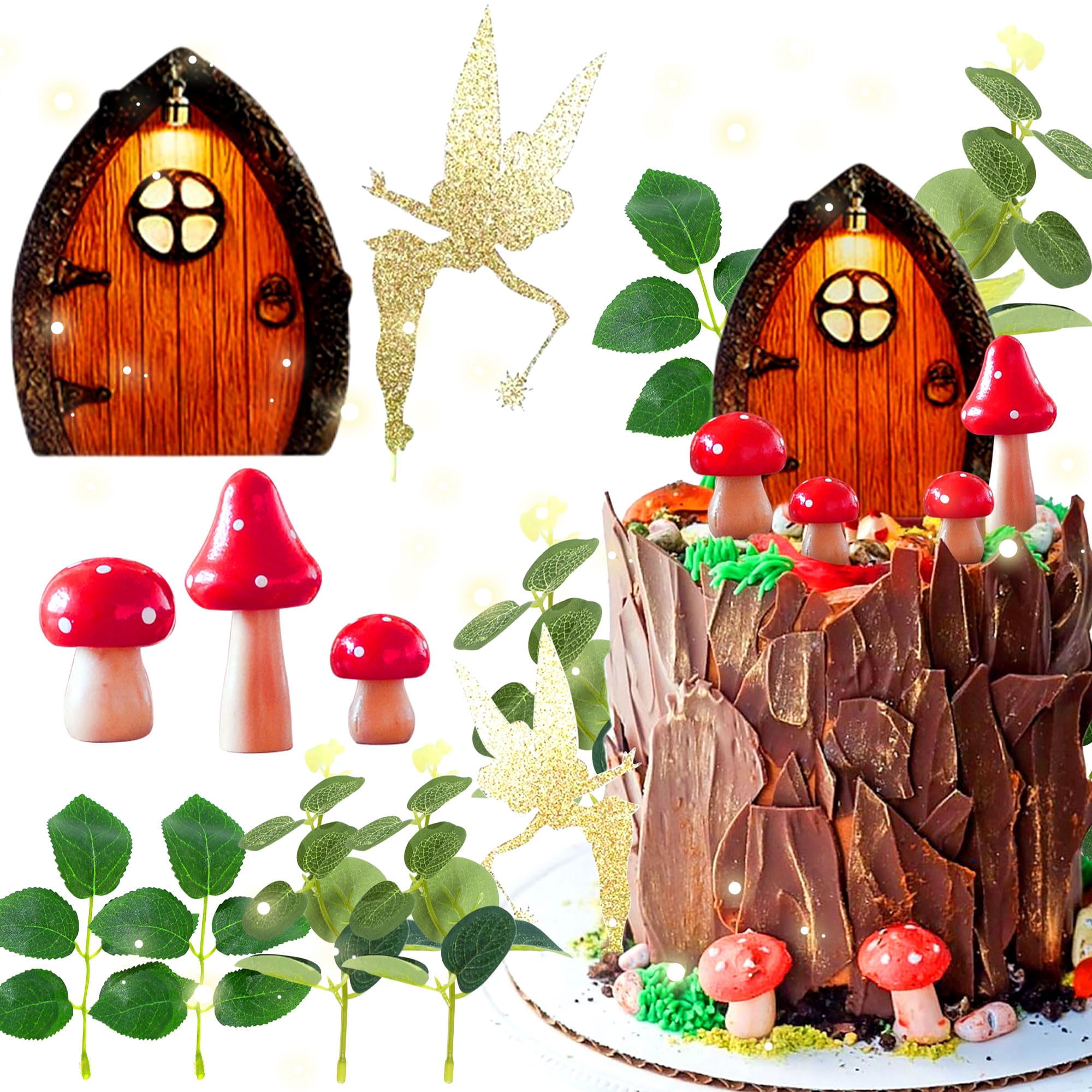 31PCS Fairy Garden Cake Toppers Set - Pink Mushroom House, Butterflies, Fairies For Birthday, Baby Shower Decor - View #10
