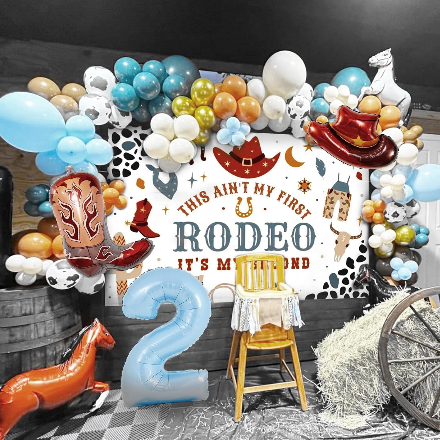 JeVenis Second Birthday Boy SSF20 Decorations Western 2nd Rodeo ...