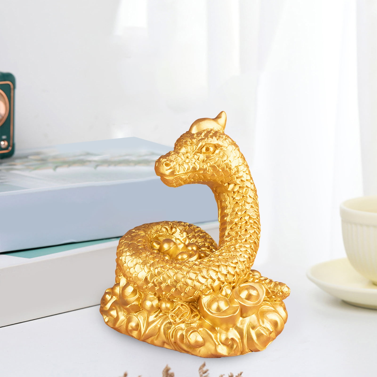Jeachry Chinese Zodiac Snake Figurine Resin Wealth Snake Statue Collectible 2025 Snake Year Feng