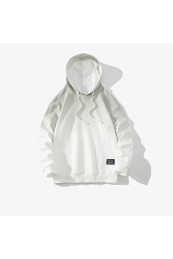 Men's Black White Gradient Pullover Hoodie Polyester Blend Long Sleeve Fashion Streetwear Casual Label Detail Hooded Sweatshirt Top