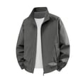 thumbnail image 1 of Jerdar Men's Nylon Jacket Lightweight Thin Zip Pockets Solid Color Long Sleeve No Hood Casual Windproof Water Resistant Everyday Coat Outerwear Crop Jackets for Men, 1 of 8
