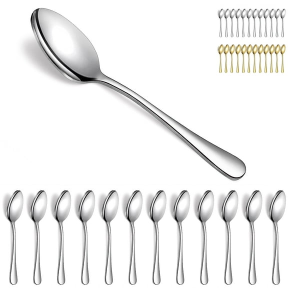 Jeaker Dinner Spoons Set of 12 Pieces, Stainless Steel  Table Spoons Set, Soup Spoon 17.5cm