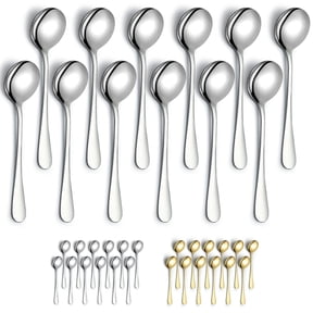 Jeaker Soup Spoons Stainless Steel Round Dinner Spoon, Table Spoons Set of 12, Dishwasher Safe