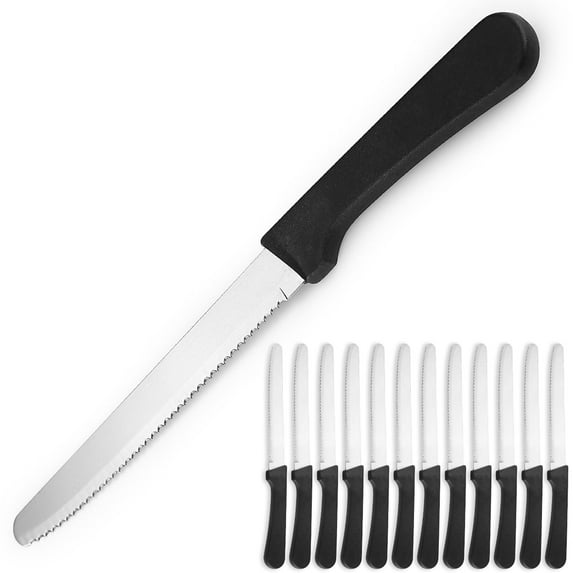 Jeaker Steak Knives Set of 12, Jeaker Stainless Steel Steak Knife Set, Serrated Steak Knives for Home, Restaurant, Wedding, Camping