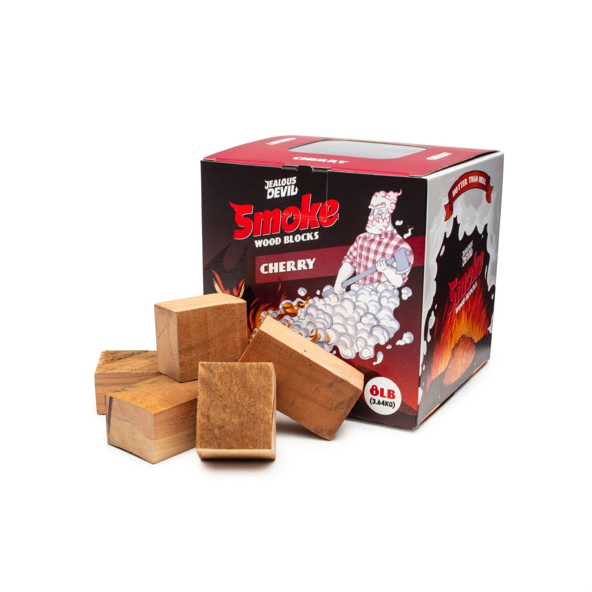 Jealous Devil SMOKE Blocks (Cherry), Wood Chunks for BBQ and Smoking - 8lb