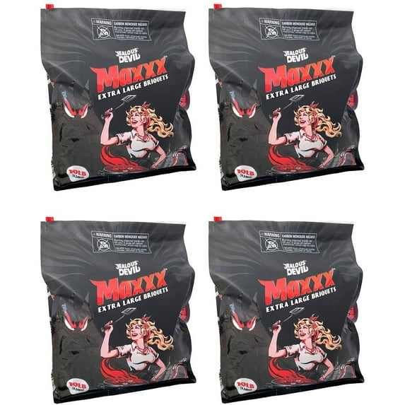 Jealous Devil XL All Natural Hardwood Charcoal Grilling Pillow Briquets, 10 Pound 4 Pack