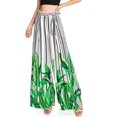 thumbnail image 1 of Jealous Tomato Women's Juniors High Waist Tropical Wide-Leg Pants (S, Off-White), 1 of 4