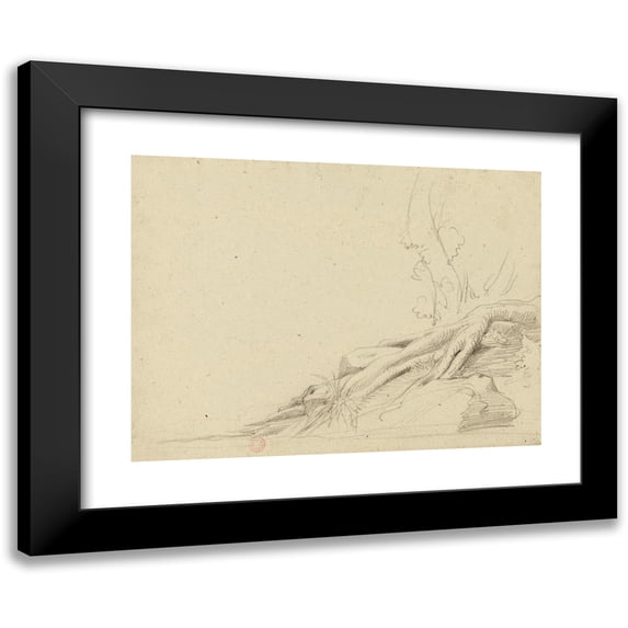 Jean-Achille Benouville 18x14 Black Modern Framed Museum Art Print Titled - Racine (19th Century)