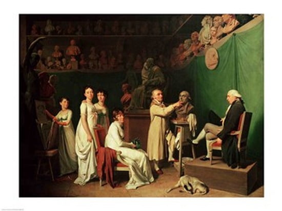 Jean Antoine Houdon Sculpting the Bust of Pierre Simon Canvas Art - Louis-Leopold Boilly (24 x 18)