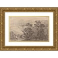 thumbnail image 1 of Jean-Antoine Linck 18x13 Gold Ornate Wood Frame and Double Matted Museum Art Print Titled - Sunset Above a Mountain Lake (1820S-1830s), 1 of 4