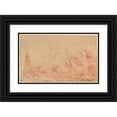 thumbnail image 1 of Jean-Antoine Watteau 14x11 Black Ornate Wood Framed Double Matted Museum Art Print Titled: Landscape with a Cottage and Well (ca. 1714), 1 of 5