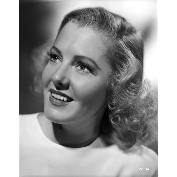 Jean Arthur Portrait in White Silk Round Neck Dress with Eyes Looking Up Photo Print (8 x 10)