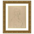 thumbnail image 1 of Jean Auguste Dominique Ingres 15x18 Gold Ornate Wood Frame and Double Matted Museum Art Print Titled - Portrait of Madame Paul Meurice, Nee Palmyre Granger (ca. 1845-50), 1 of 4