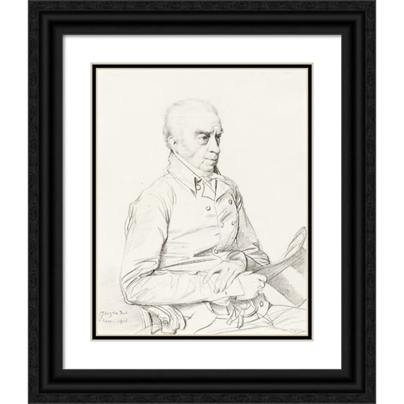 Jean Auguste Dominique Ingres 20x24 Black Ornate Framed Double Matted Museum Art Print Titled: Portrait of Thomas Church (1816)