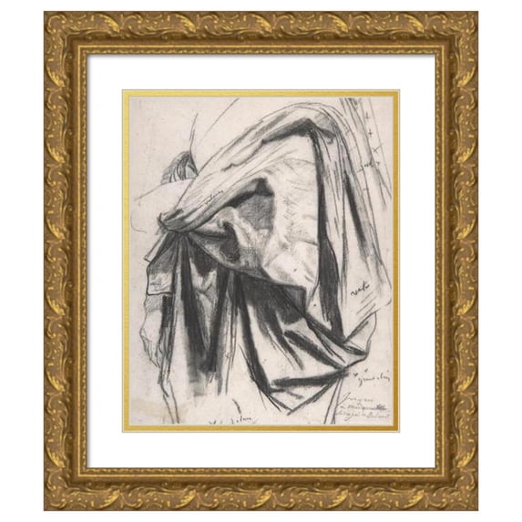Jean Auguste Dominique Ingres 20x24 Gold Ornate Framed and Double Matted Museum Art Print Titled - Study for the Drapery of Moliere in the ‘Apotheosis of Homer’