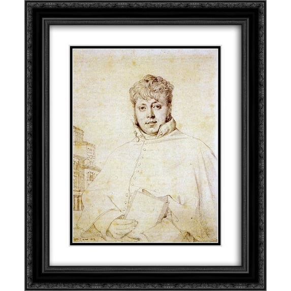 Jean Auguste Dominique Ingres 2x Matted 20x24 Black Ornate Framed Art Print 'Auguste-Jean-Marie Guenepin'