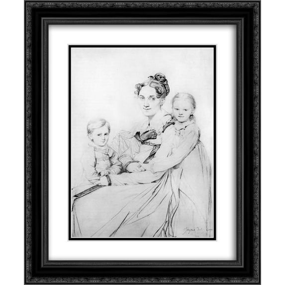 Jean Auguste Dominique Ingres 2x Matted 20x24 Black Ornate Framed Art Print 'Madame Johann Gotthard Reinhold, born Sophie Amalie Dorothea Wilhelmine Ritter, and her two daughters, Susette and Marie'
