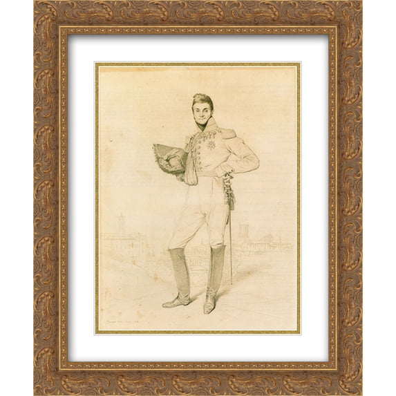 Jean Auguste Dominique Ingres 2x Matted 20x24 Gold Ornate Framed Art Print 'General Louis-Etienne Dulong de Rosnay'