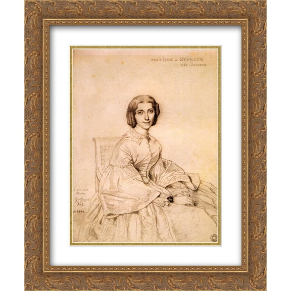 Jean Auguste Dominique Ingres 2x Matted 20x24 Gold Ornate Framed Art Print 'Madame Franz Adolf von Stuerler, born Matilda Jarman'