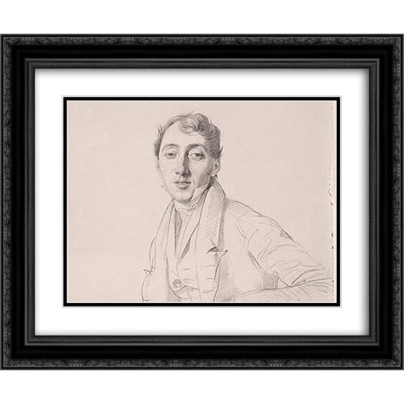 Jean Auguste Dominique Ingres 2x Matted 24x20 Black Ornate Framed Art Print 'Dr. Louis Martinet [detail: 1]'