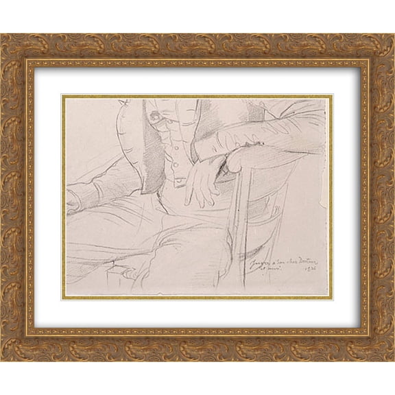 Jean Auguste Dominique Ingres 2x Matted 24x20 Gold Ornate Framed Art Print 'Dr. Louis Martinet [detail: 2]'