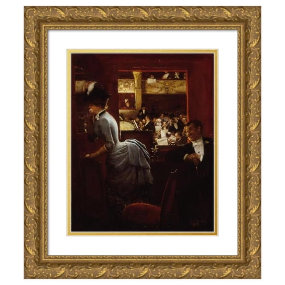 Jean Béraud 15x18 Gold Ornate Wood Frame and Double Matted Museum Art Print Titled - La Baignoire, at the Theatre Des Varieties (1883)
