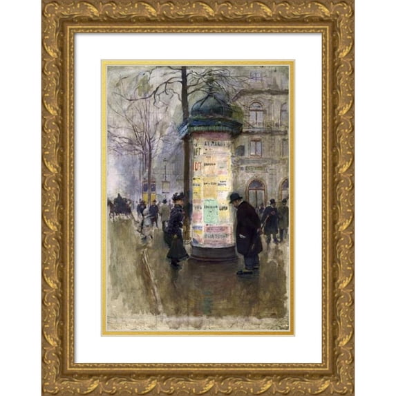Jean Béraud 17x24 Gold Ornate Framed and Double Matted Museum Art Print Titled - Colonne Morris (1885)