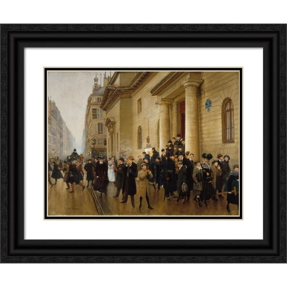 Jean Béraud 18x15 Black Ornate Wood Framed Double Matted Museum Art Print Titled - The Release of the Lycee Condorcet (1903)